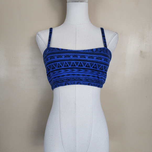 Blue/Black Aztec Cage Cropped Top, Women's S - Picture 4 of 8